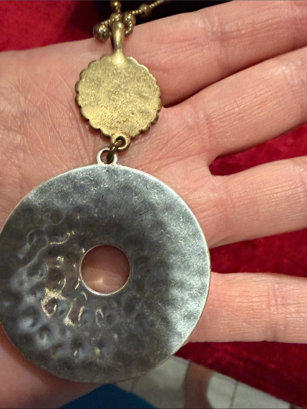 Bohemian Gold-Tone Pendant Necklace - clasp has wear but hidden behind you neck